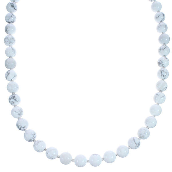 18" Sterling Silver Howlite Bead Necklace KX121115